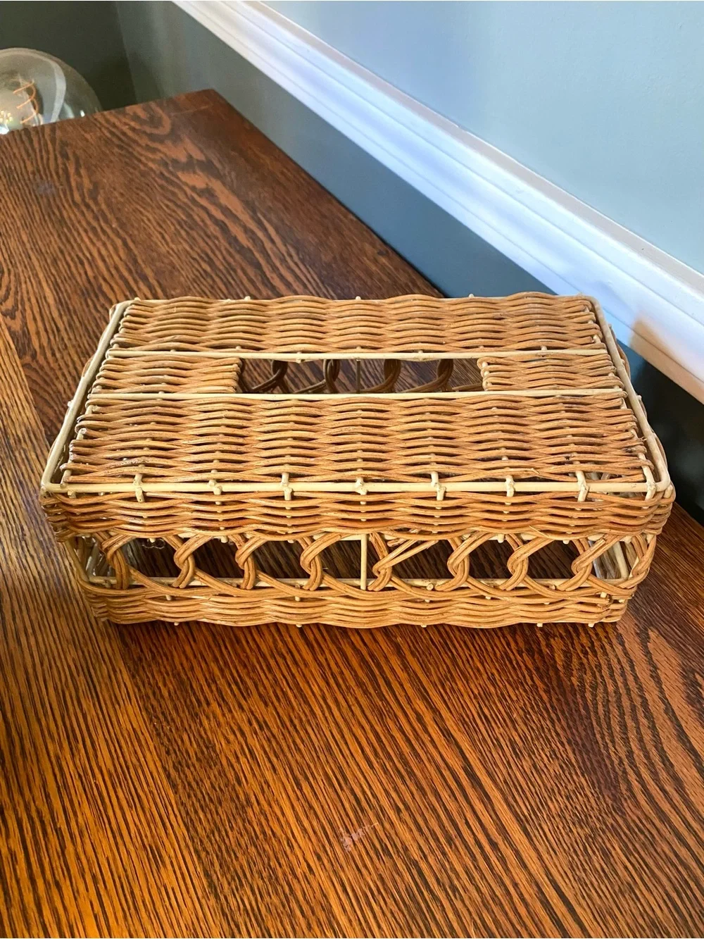 Vintage Boho Wicker Rattan Tissue Box Cover